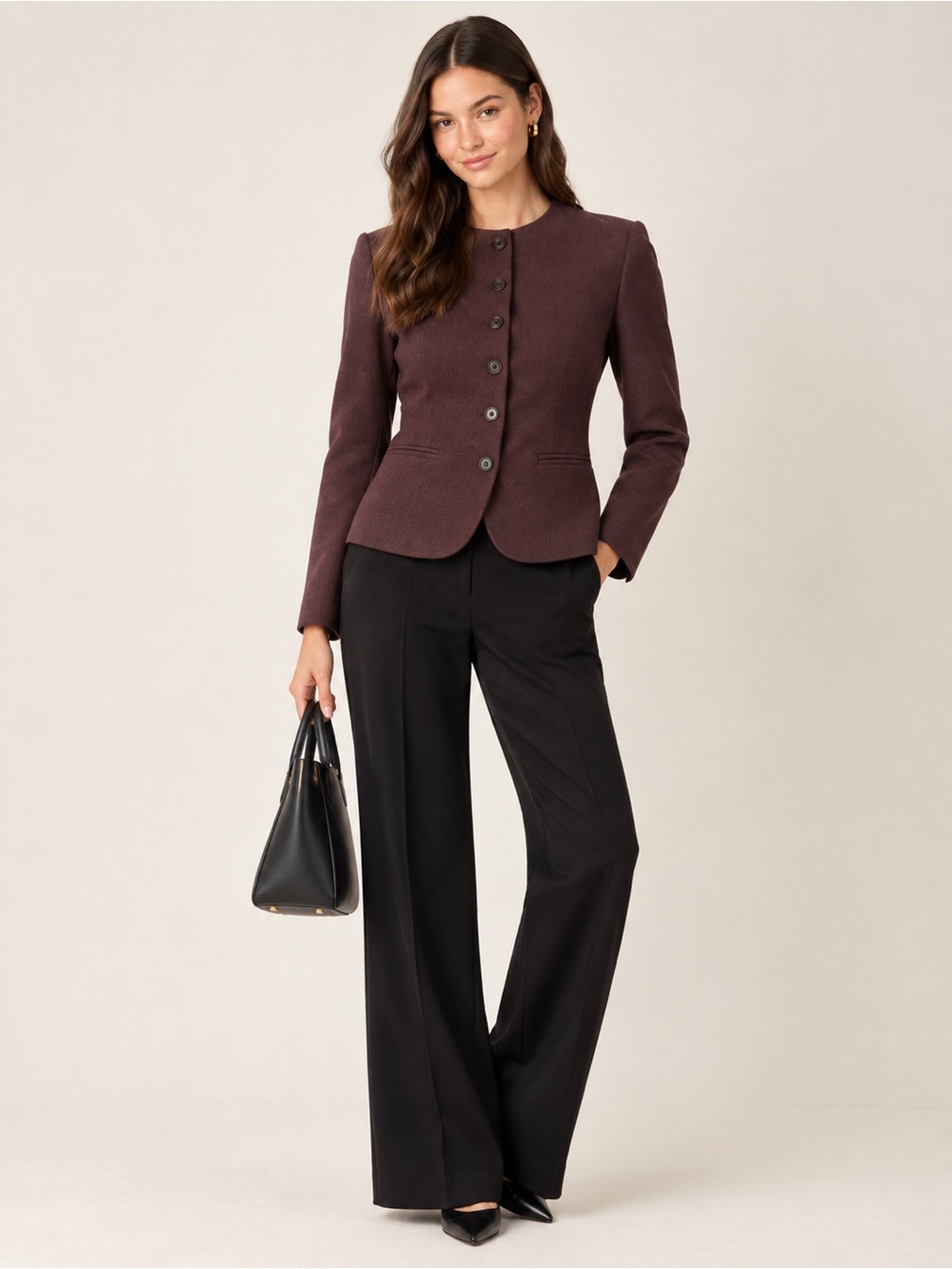 Ann Taylor NWT Collarless Curved Hem Blazer Jacket - Size 0 Petite